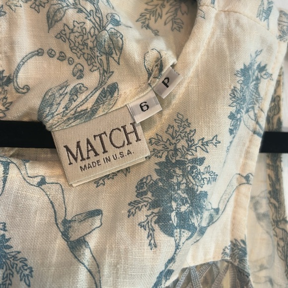 Vintage 1990s Linen Match Blue and White Dress Size 6P. - Picture 8 of 11